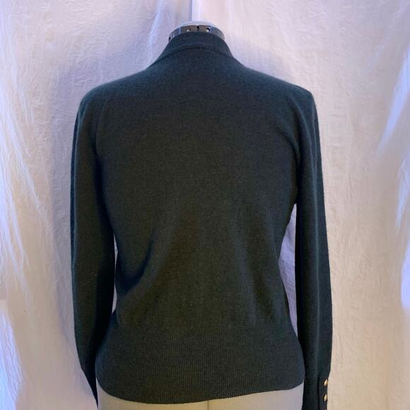 The Limited Dark Green Lambswool Angora Long Sleeve Sweater, Gold Buttons Size M - Picture 3 of 9